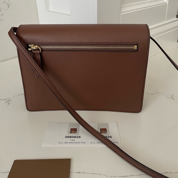 BURBERRY Leather and House Check Canvas Macken Crossbody Bag - Picture 4 of 7